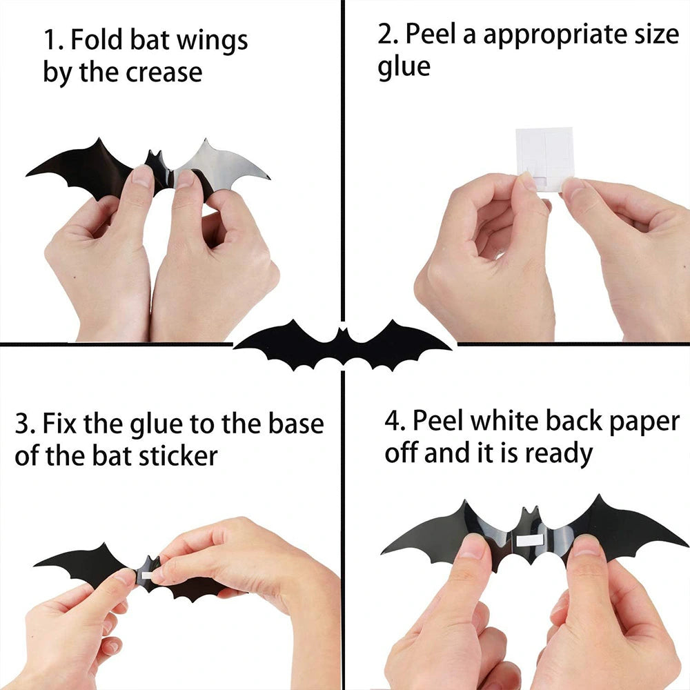 3D Bat Halloween Decoration Stickers for Home Decor 120 Pcs | JOLLIFABLE™