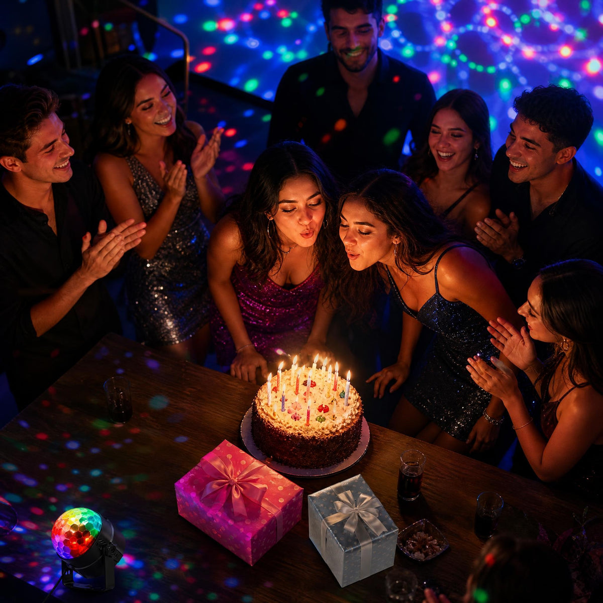 Sound Activated LED Disco Ball Light with Remote | RGB Rotating Party Strobe Lights for Indoor & Outdoor Parties| JOLLIFABLE™