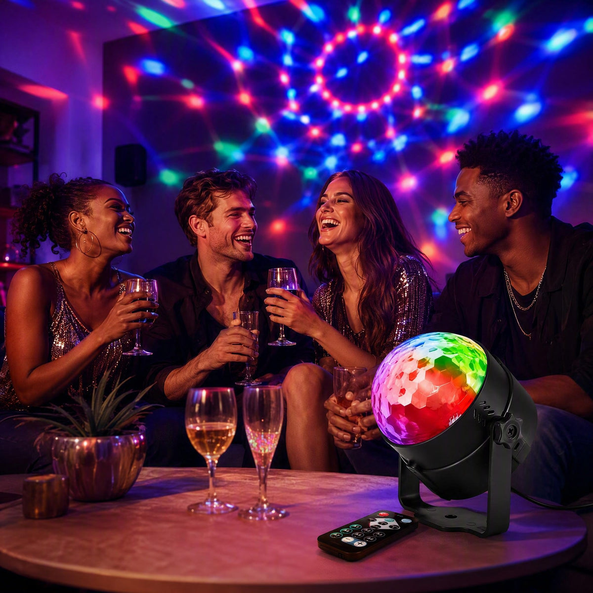Sound Activated LED Disco Ball Light with Remote | RGB Rotating Party Strobe Lights for Indoor & Outdoor Parties| JOLLIFABLE™