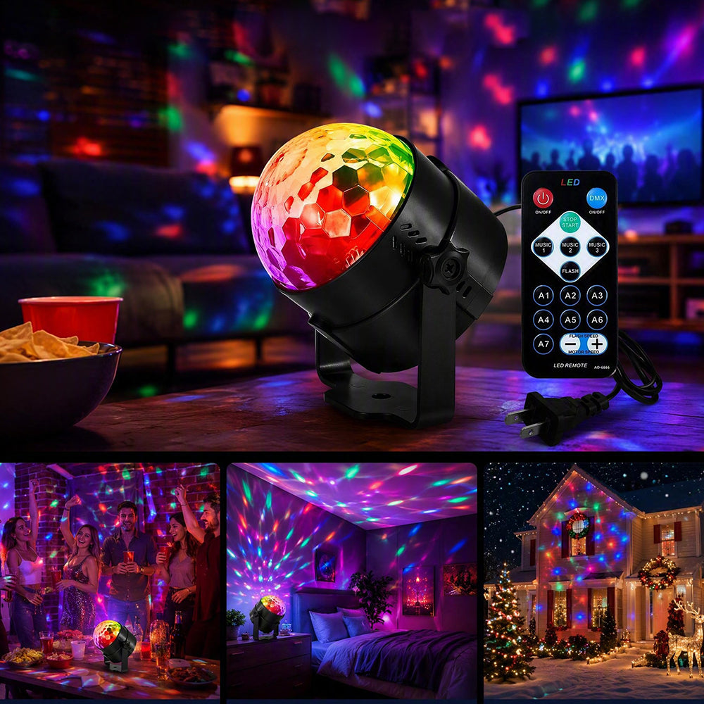 Sound Activated LED Disco Ball Light with Remote | RGB Rotating Party Strobe Lights for Indoor & Outdoor Parties| JOLLIFABLE™