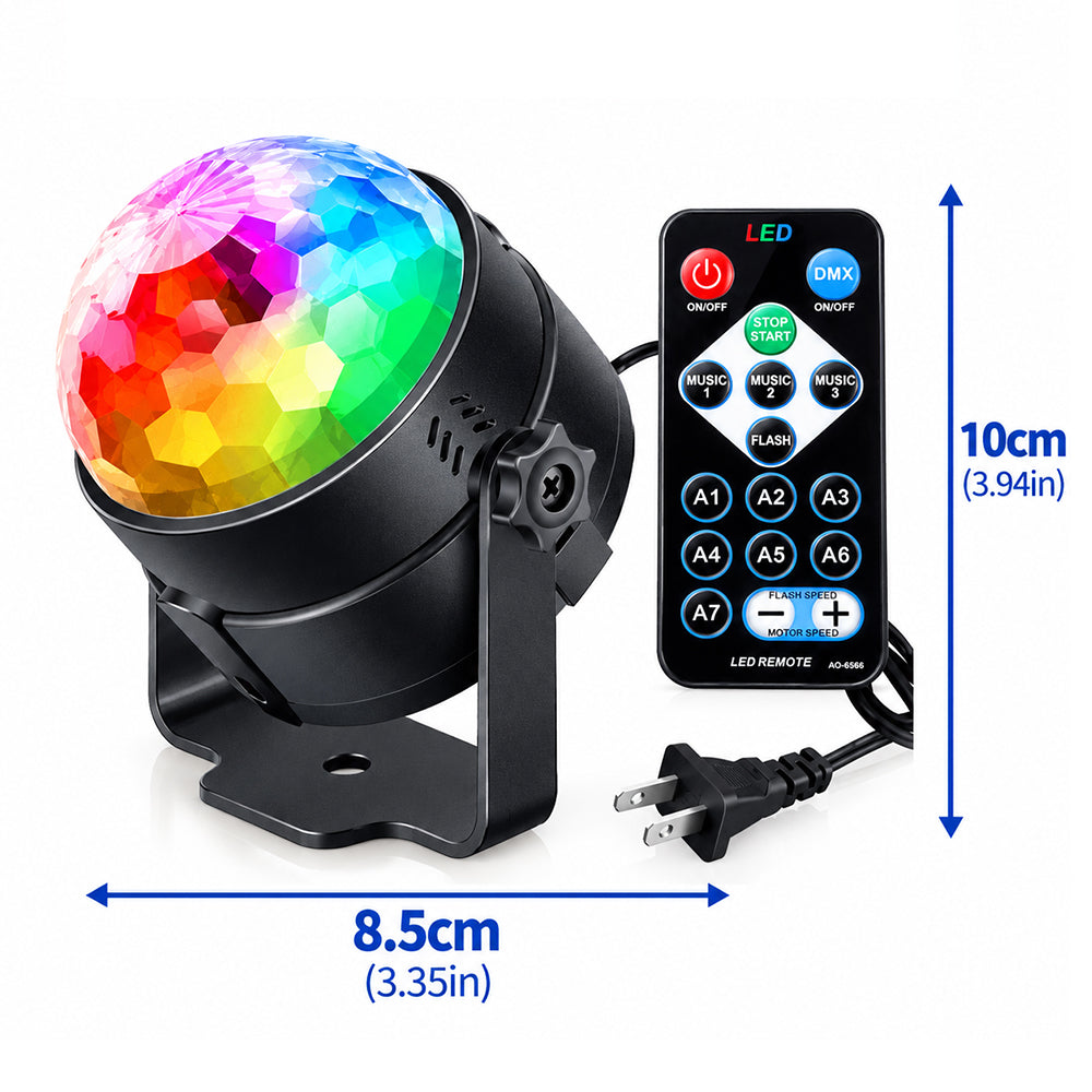 Sound Activated LED Disco Ball Light with Remote | RGB Rotating Party Strobe Lights for Indoor & Outdoor Parties| JOLLIFABLE™