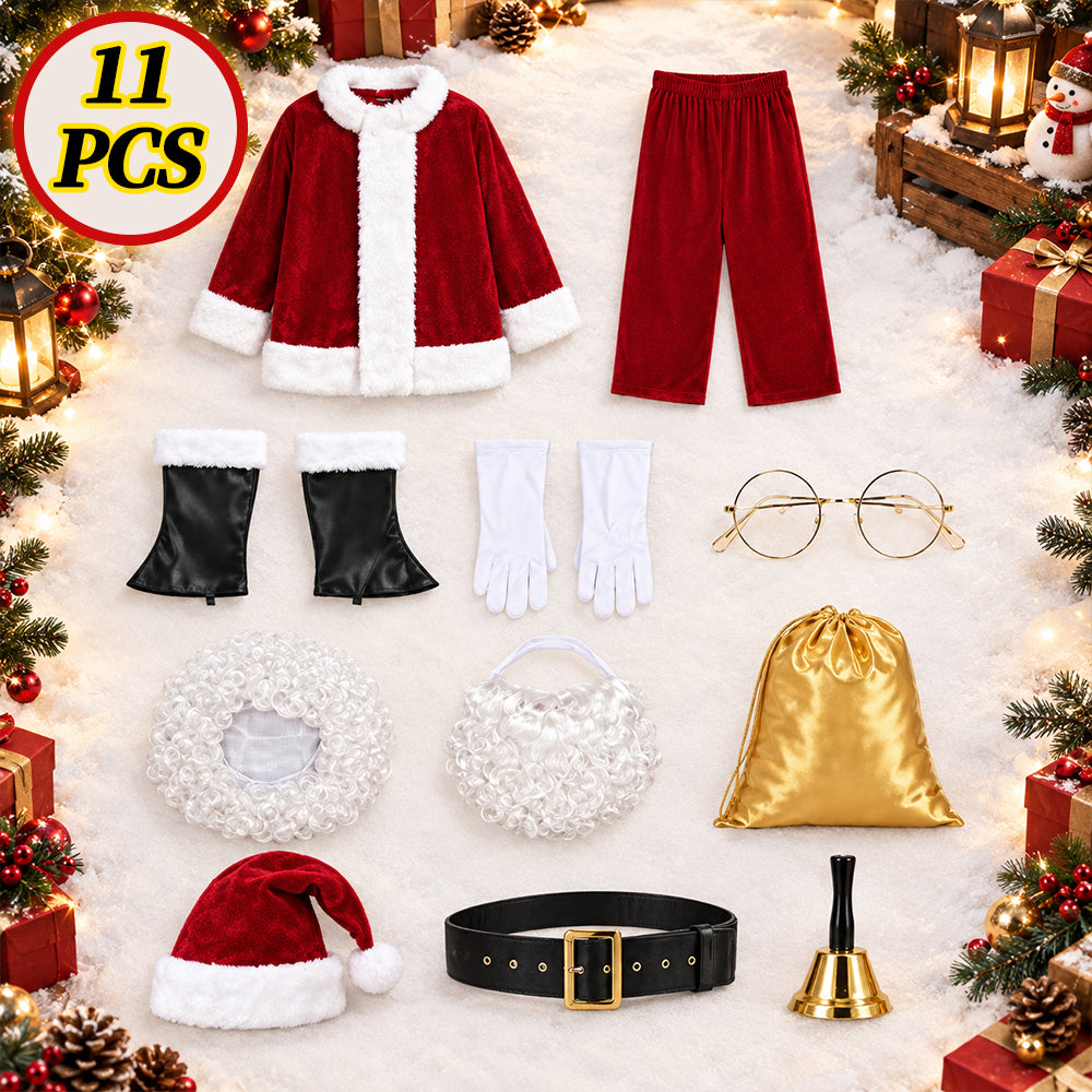 Santa Claus Costume 11PCS, Adult Christmas Santa Suit Xmas Cosplay Outfit | JOLLIFABLE™