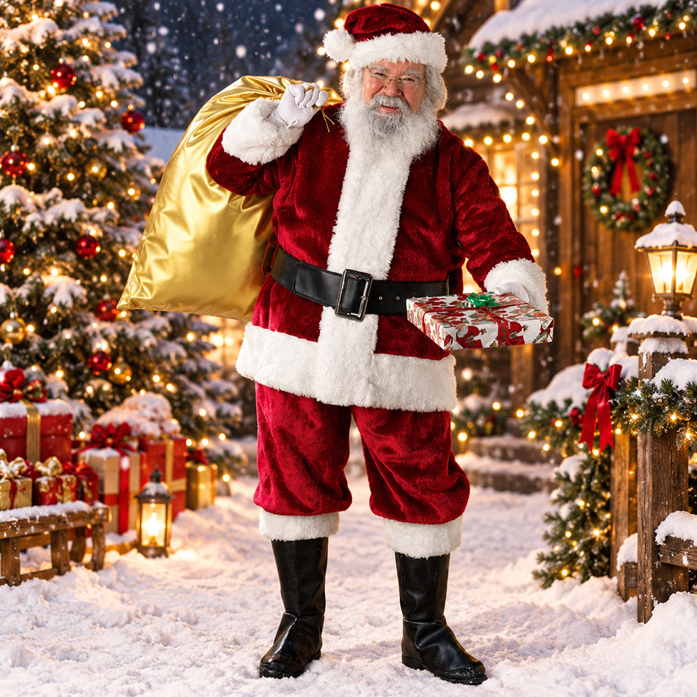 Santa Claus Costume 11PCS, Adult Christmas Santa Suit Xmas Cosplay Outfit | JOLLIFABLE™