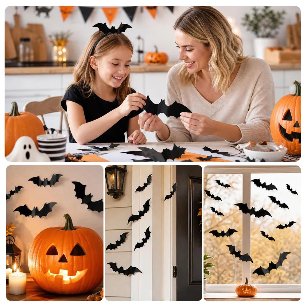 3D Bat Halloween Decoration Stickers for Home Decor 120 Pcs | JOLLIFABLE™