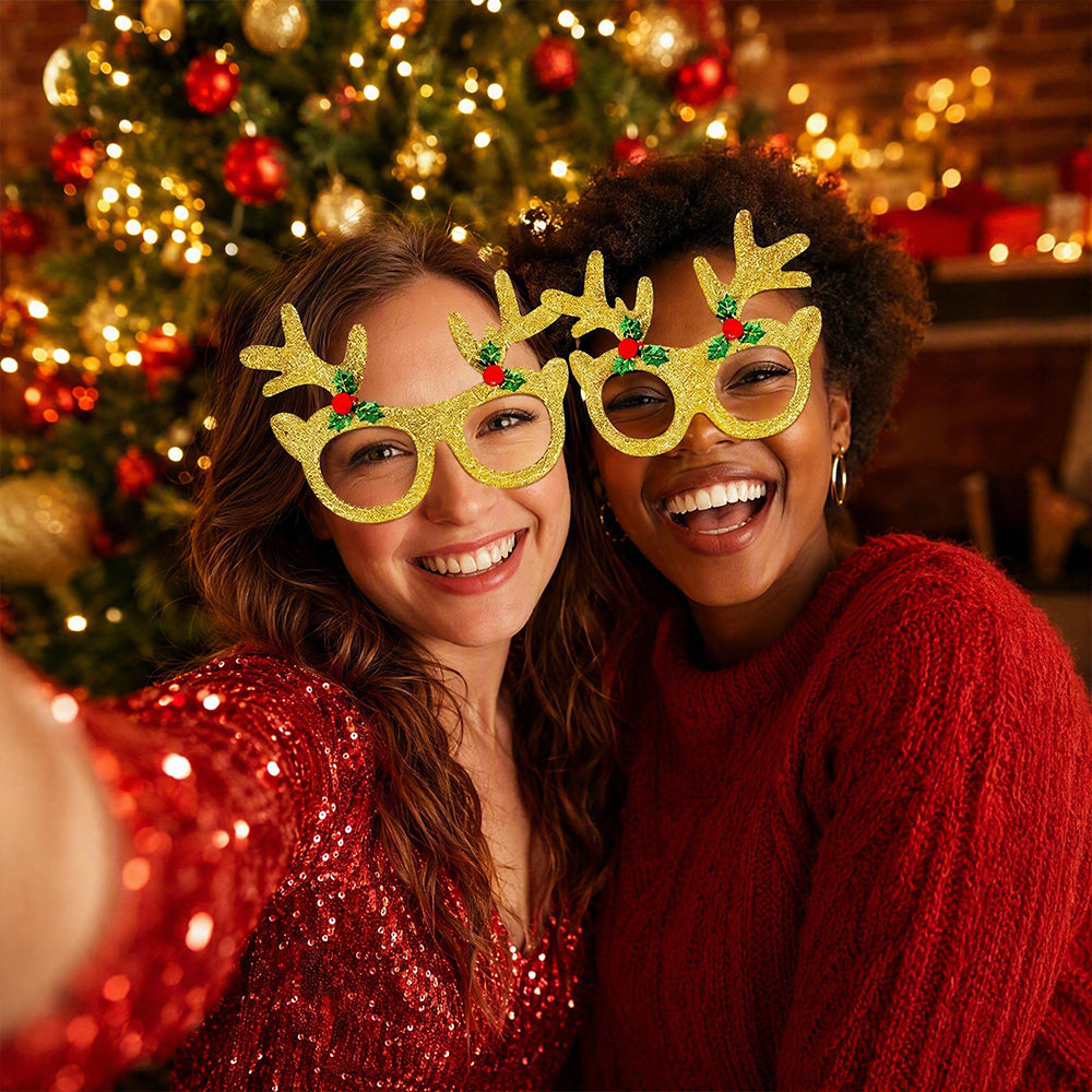 12Pcs Christmas Party Glasses Xmas Novelty Photo Booth Props for Holiday Party Decor | JOLLIFABLE™