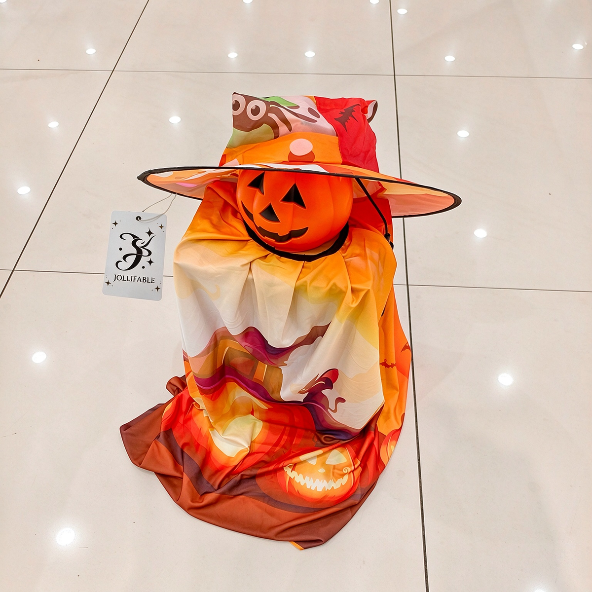 JOLLIFABLE Halloween Pumpkin Costume Set with Witch Hat
