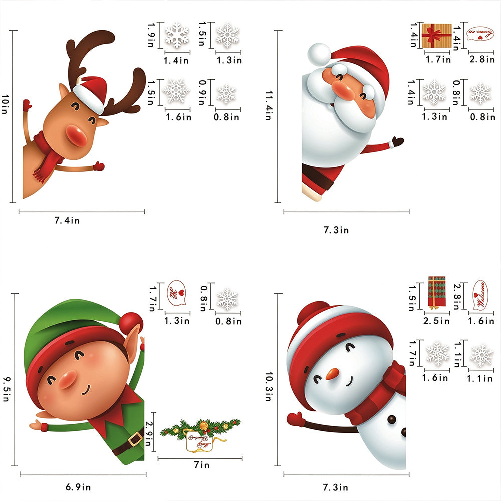 Christmas Window Clings Cute Santa Snowman Reindeer Elf Static Window Stickers | JOLLIFABLE™