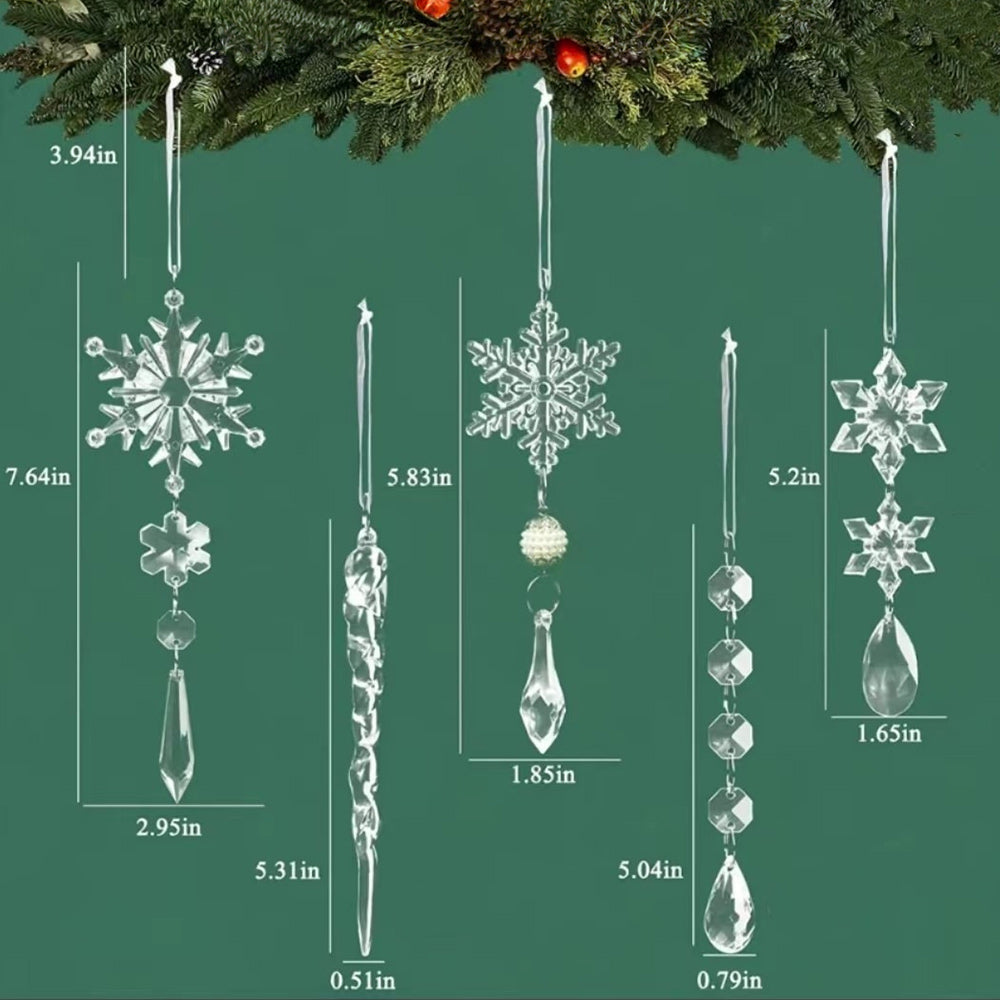 Crystal Snowflake Icicle Acrylic Hanging Pendants for Xmas Tree Decor, 10pcs | JOLLIFABLE™