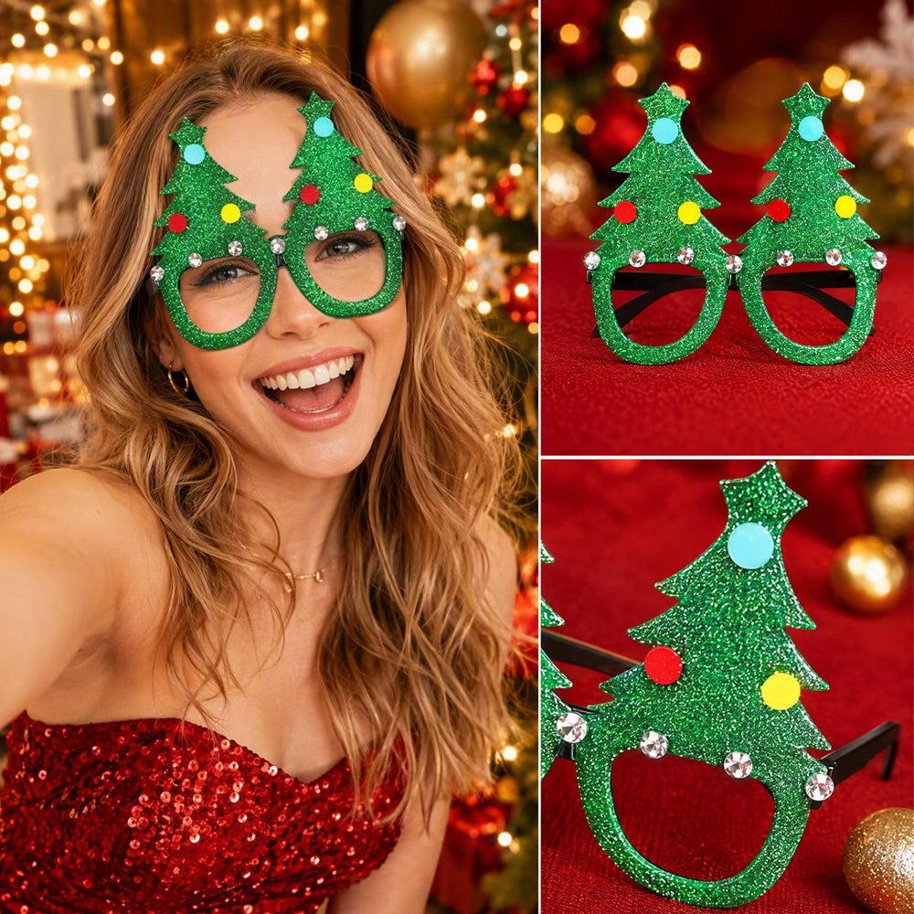 12Pcs Christmas Party Glasses Xmas Novelty Photo Booth Props for Holiday Party Decor | JOLLIFABLE™