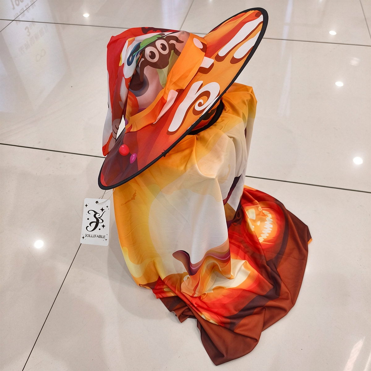 JOLLIFABLE Halloween Pumpkin Costume Set with Witch Hat