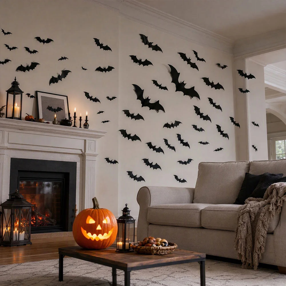 3D Bat Halloween Decoration Stickers for Home Decor 120 Pcs | JOLLIFABLE™