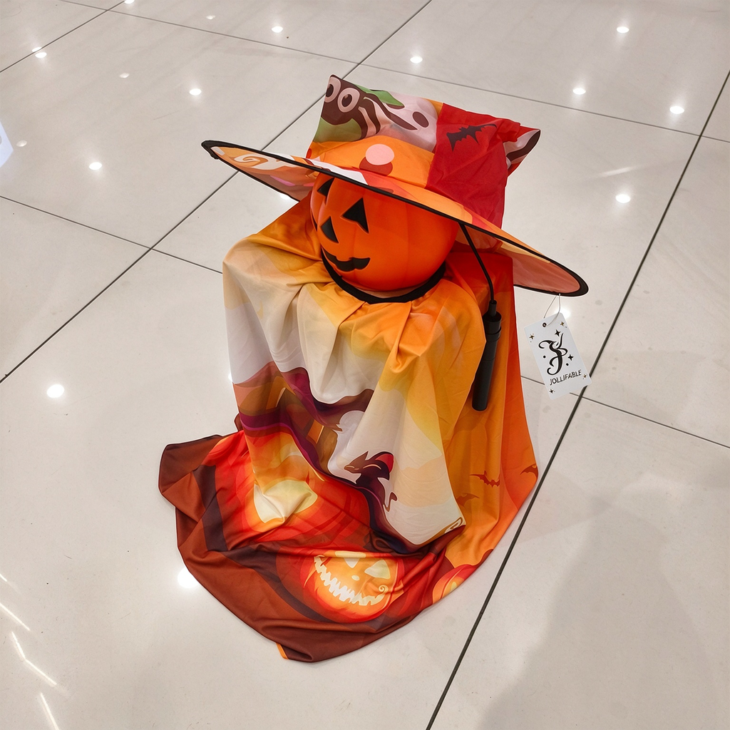 JOLLIFABLE Halloween Pumpkin Costume Set with Witch Hat