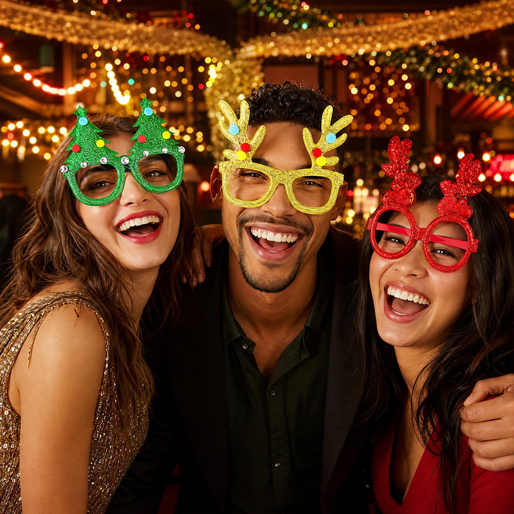 12Pcs Christmas Party Glasses Xmas Novelty Photo Booth Props for Holiday Party Decor | JOLLIFABLE™