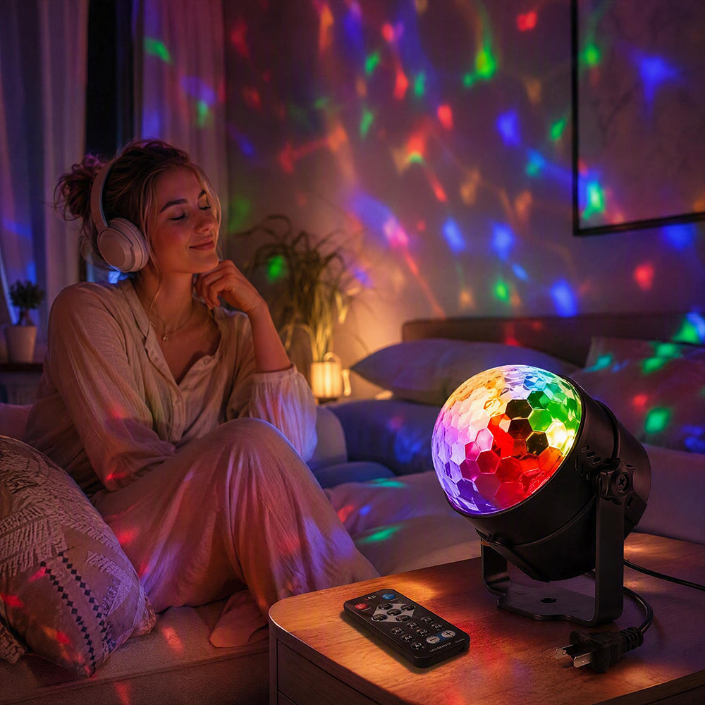 Sound Activated LED Disco Ball Light with Remote | RGB Rotating Party Strobe Lights for Indoor & Outdoor Parties| JOLLIFABLE™
