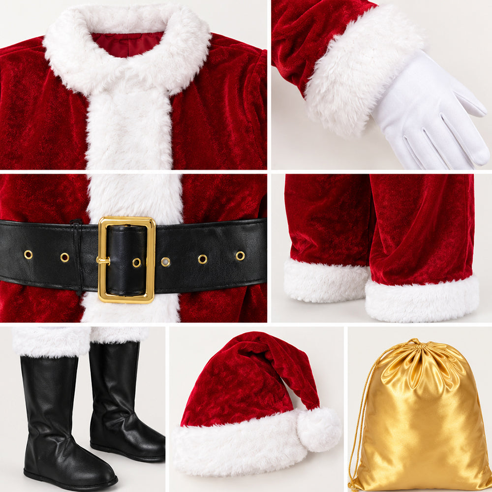 Santa Claus Costume 11PCS, Adult Christmas Santa Suit Xmas Cosplay Outfit | JOLLIFABLE™