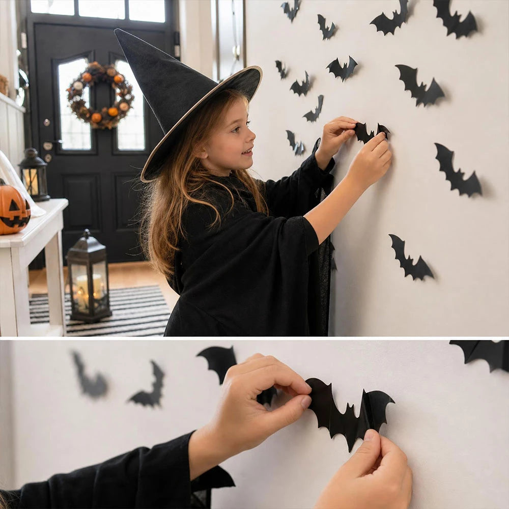 3D Bat Halloween Decoration Stickers for Home Decor 120 Pcs | JOLLIFABLE™