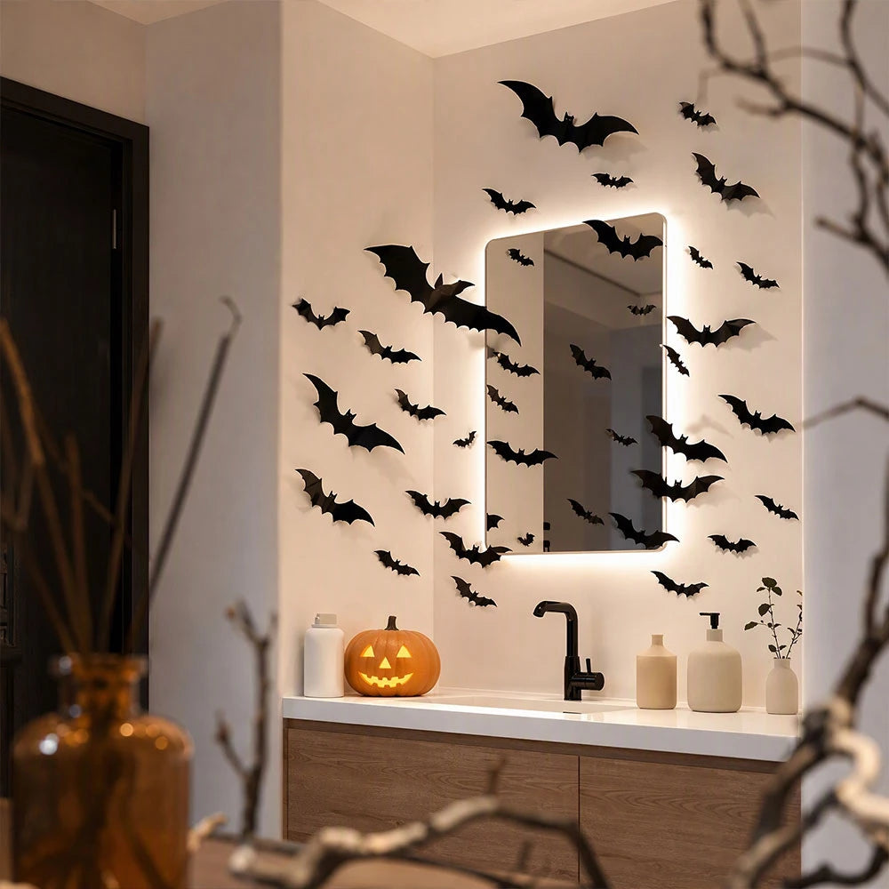 3D Bat Halloween Decoration Stickers for Home Decor 120 Pcs | JOLLIFABLE™
