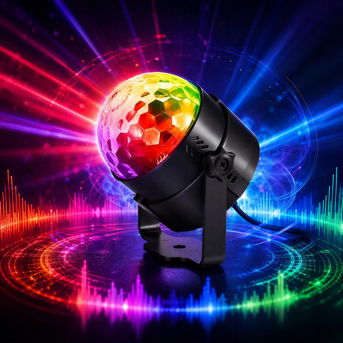 Sound Activated LED Disco Ball Light with Remote | RGB Rotating Party Strobe Lights for Indoor & Outdoor Parties| JOLLIFABLE™