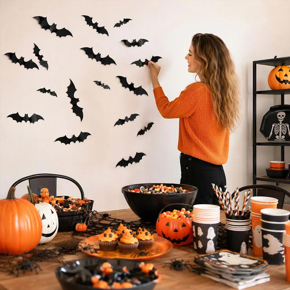 3D Bat Halloween Decoration Stickers for Home Decor 120 Pcs | JOLLIFABLE™