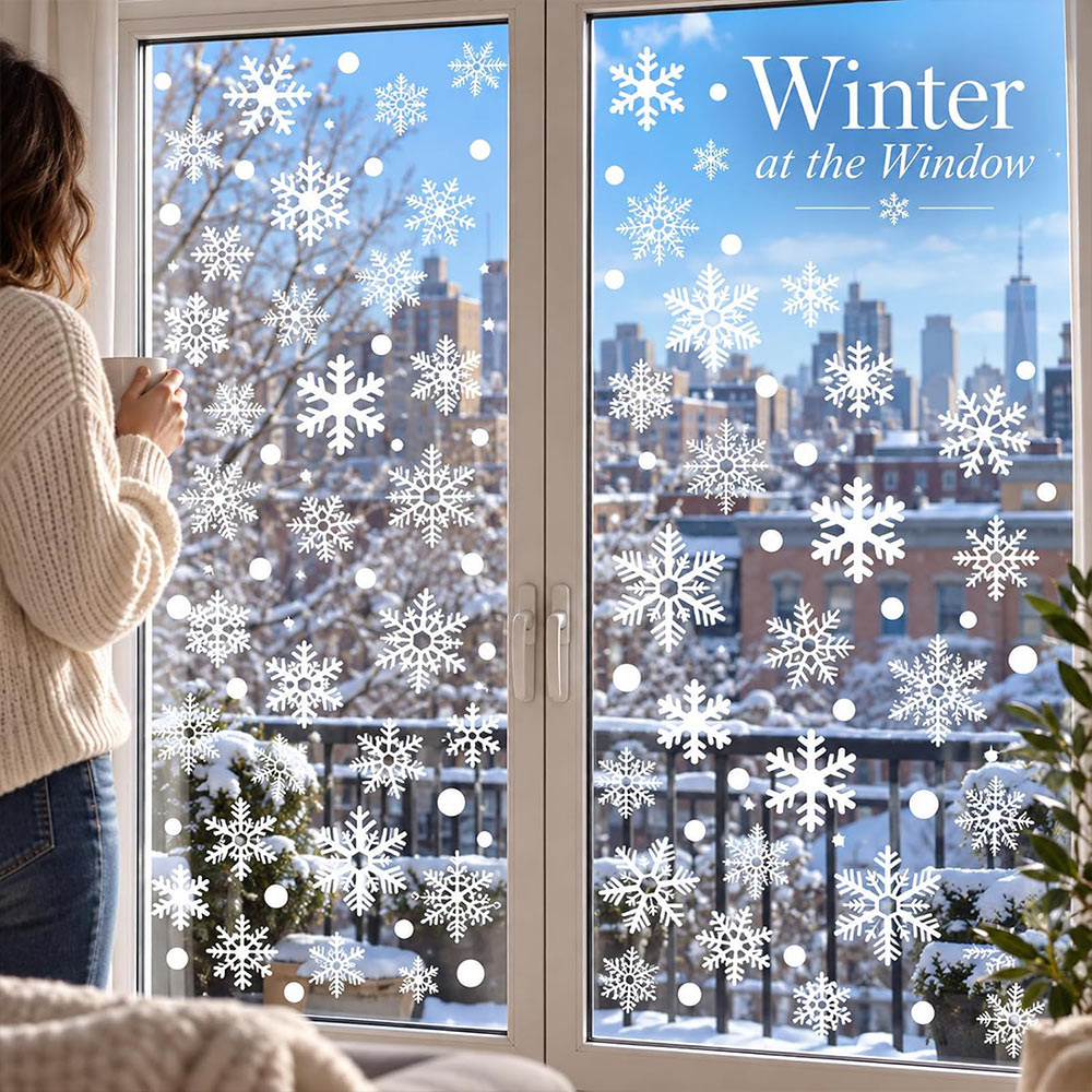 Christmas Snowflake Window Clings Holiday Window Decorations | JOLLIFABLE™
