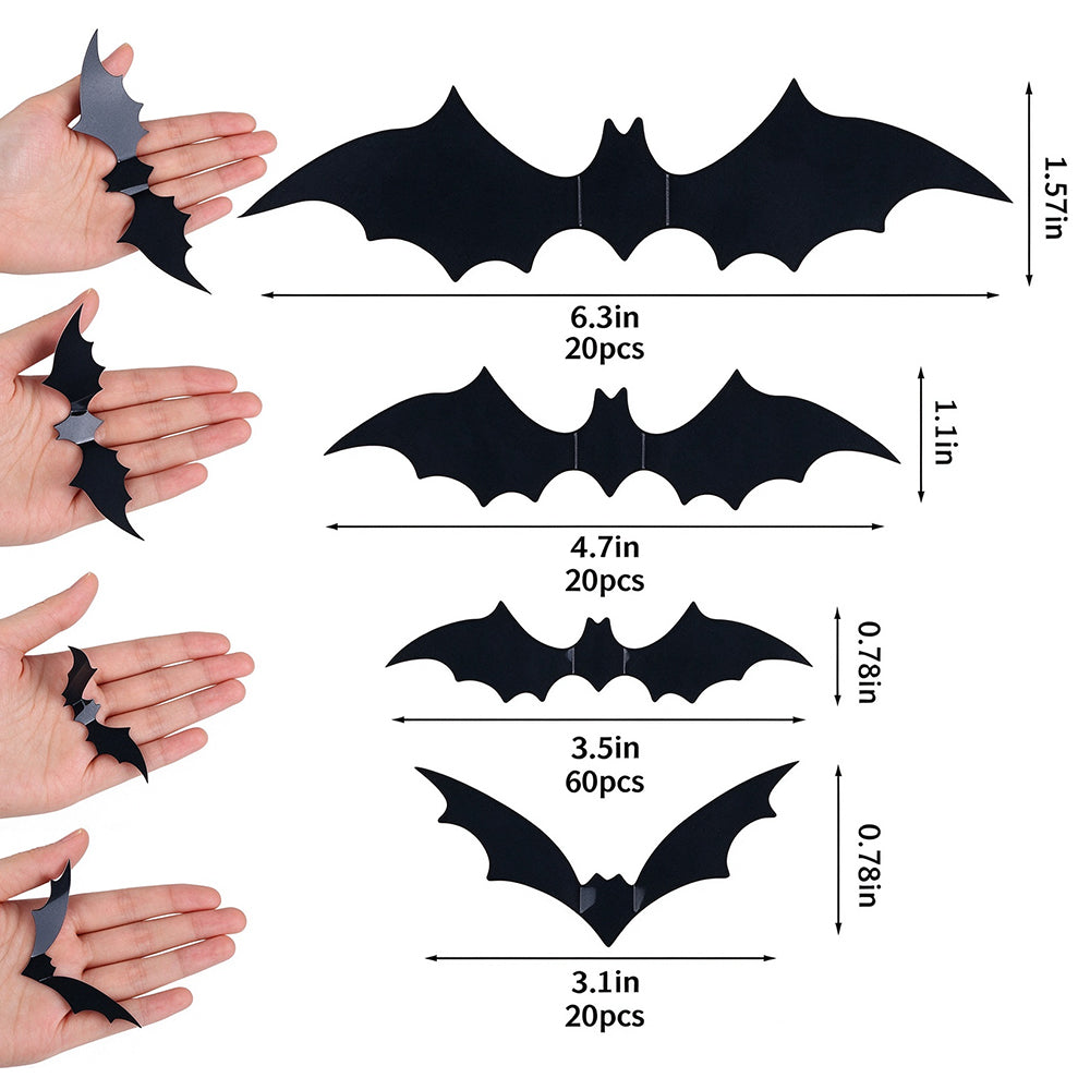 3D Bat Halloween Decoration Stickers for Home Decor 120 Pcs | JOLLIFABLE™